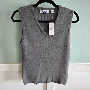 Old Navy Women's Gray Ribbed V-Neck Sleeveless Top